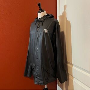 Rains Unisex All Season Black‎ Snap Button Closure Hooded Rain Storm Jacket